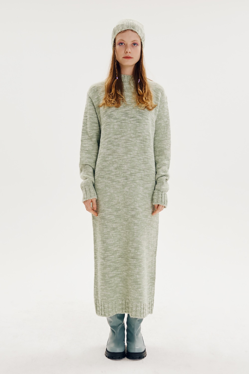 Eastern Long Knit-dress [Mint]
