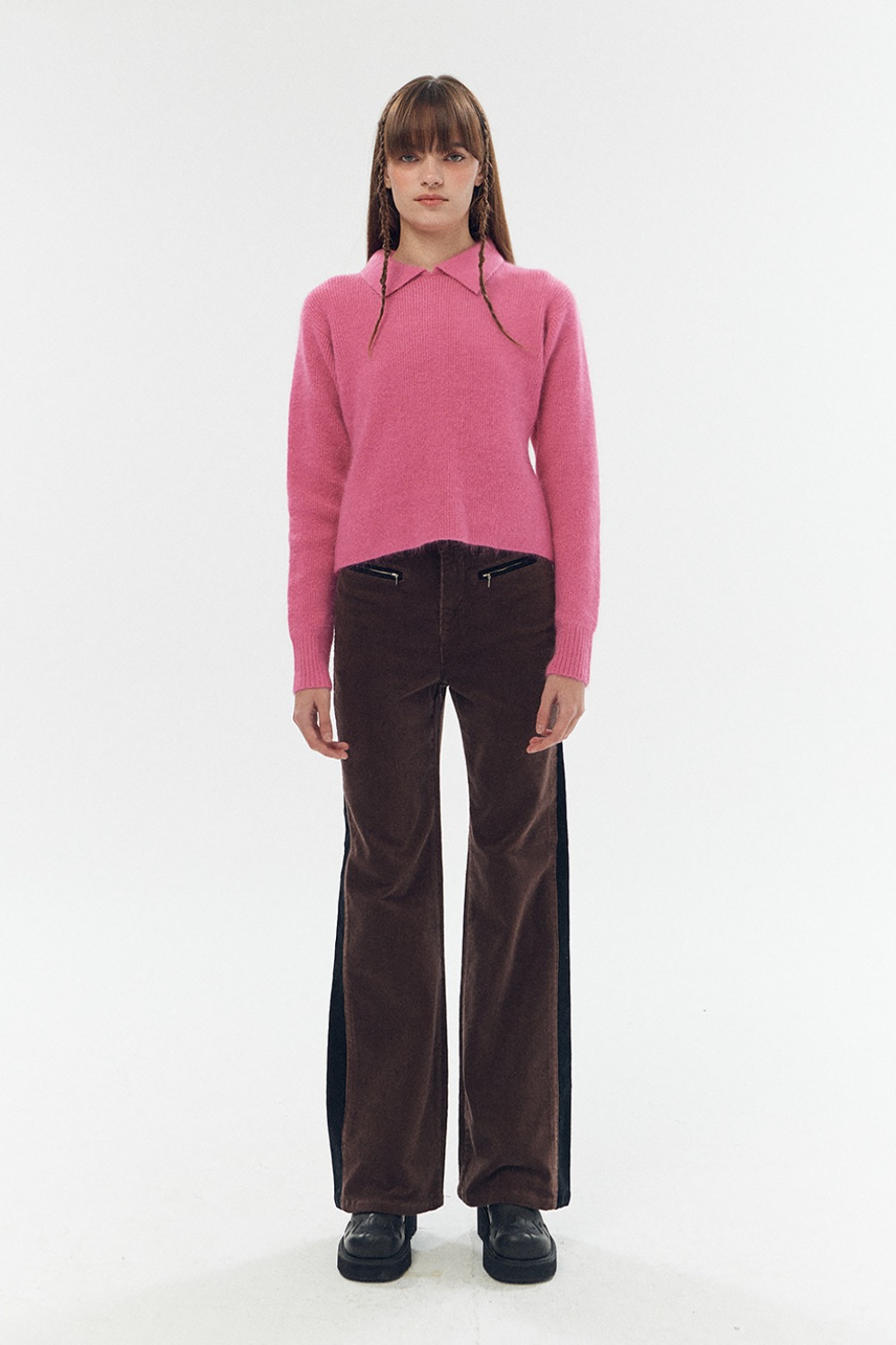 Angora mini collar knit [Pink]