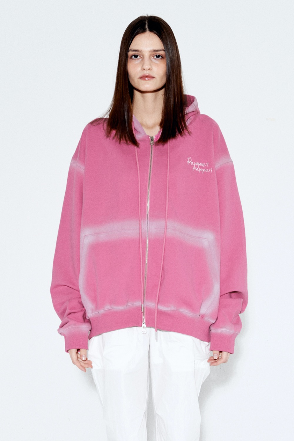 Pepper unisex point painting zip-up [Pink]