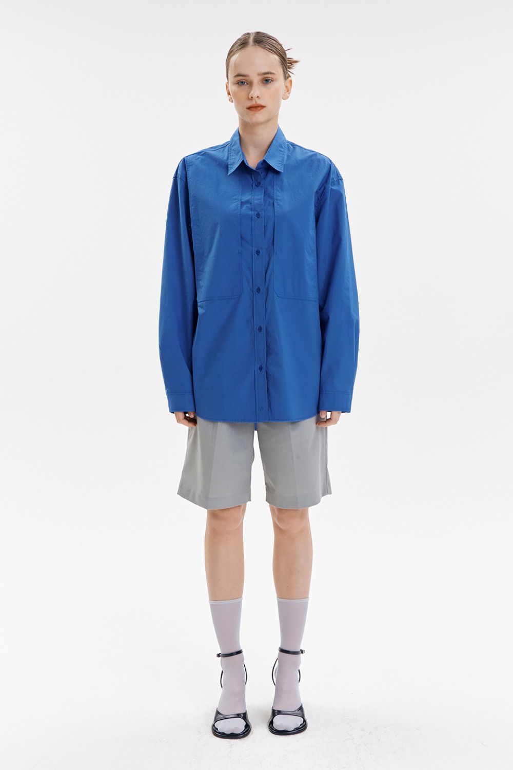 Cotton Maxi shirt [Blue]