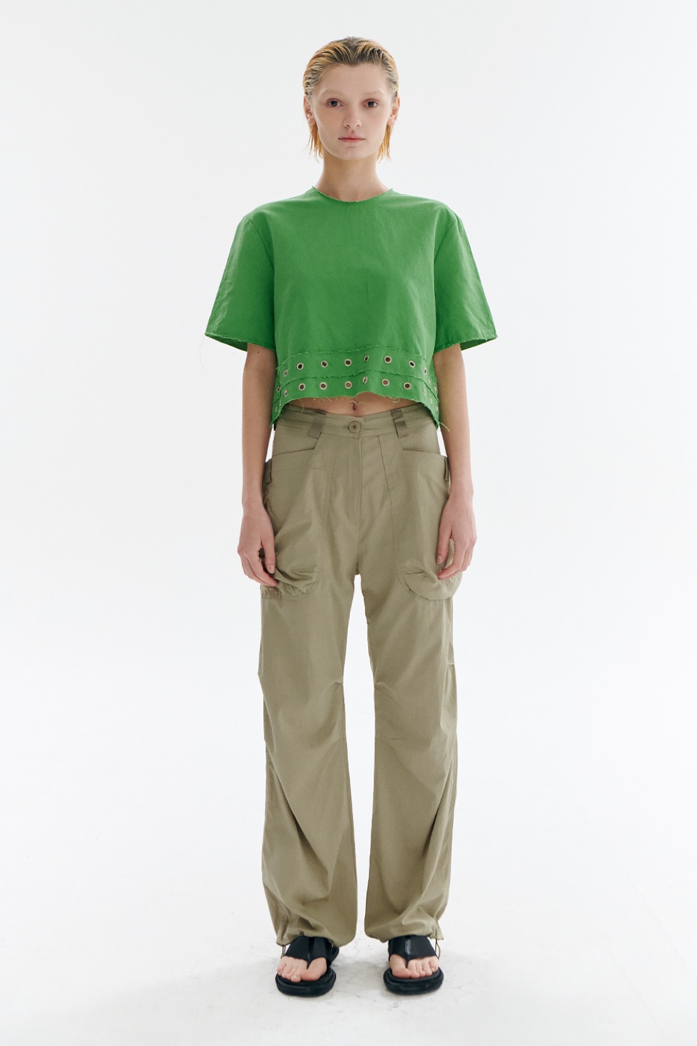 Two Line punching Blouse [Green]
